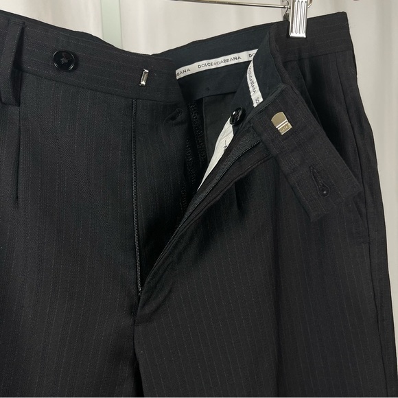 Dolce & Gabbana 32 x 28 Mens 100% Virgin Wool Black Slacks Office Pinstripe - Picture 4 of 6